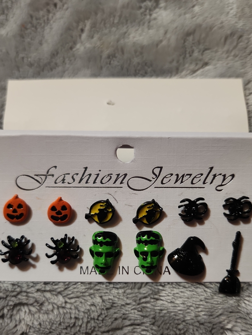 Halloween Earring Set - Orange, Yellow, Black & Green Fashion Jewelry